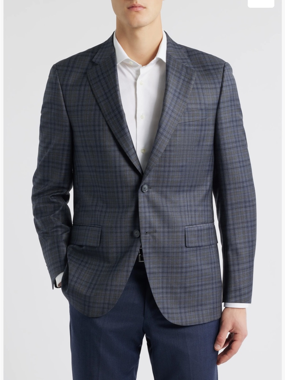 Peter Millar Men’s Flynn Classic Fit Grey Plaid Wool Sport Coat - Size 44S